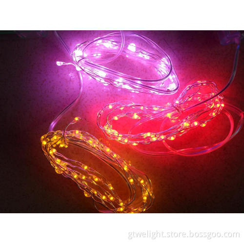 Pink White Orange Silver String LED Lights for Christmas